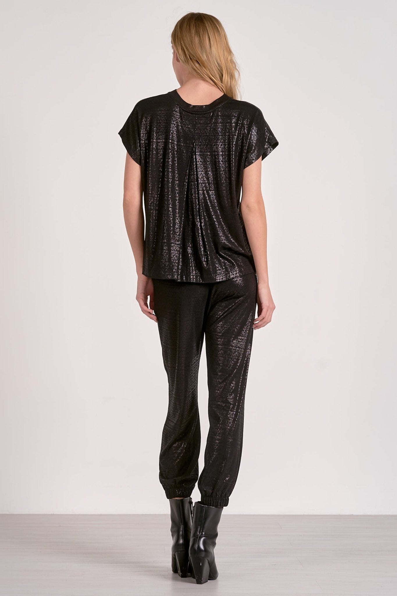 Elan Metallic S/S Jumpsuit - Mainstream Boutique