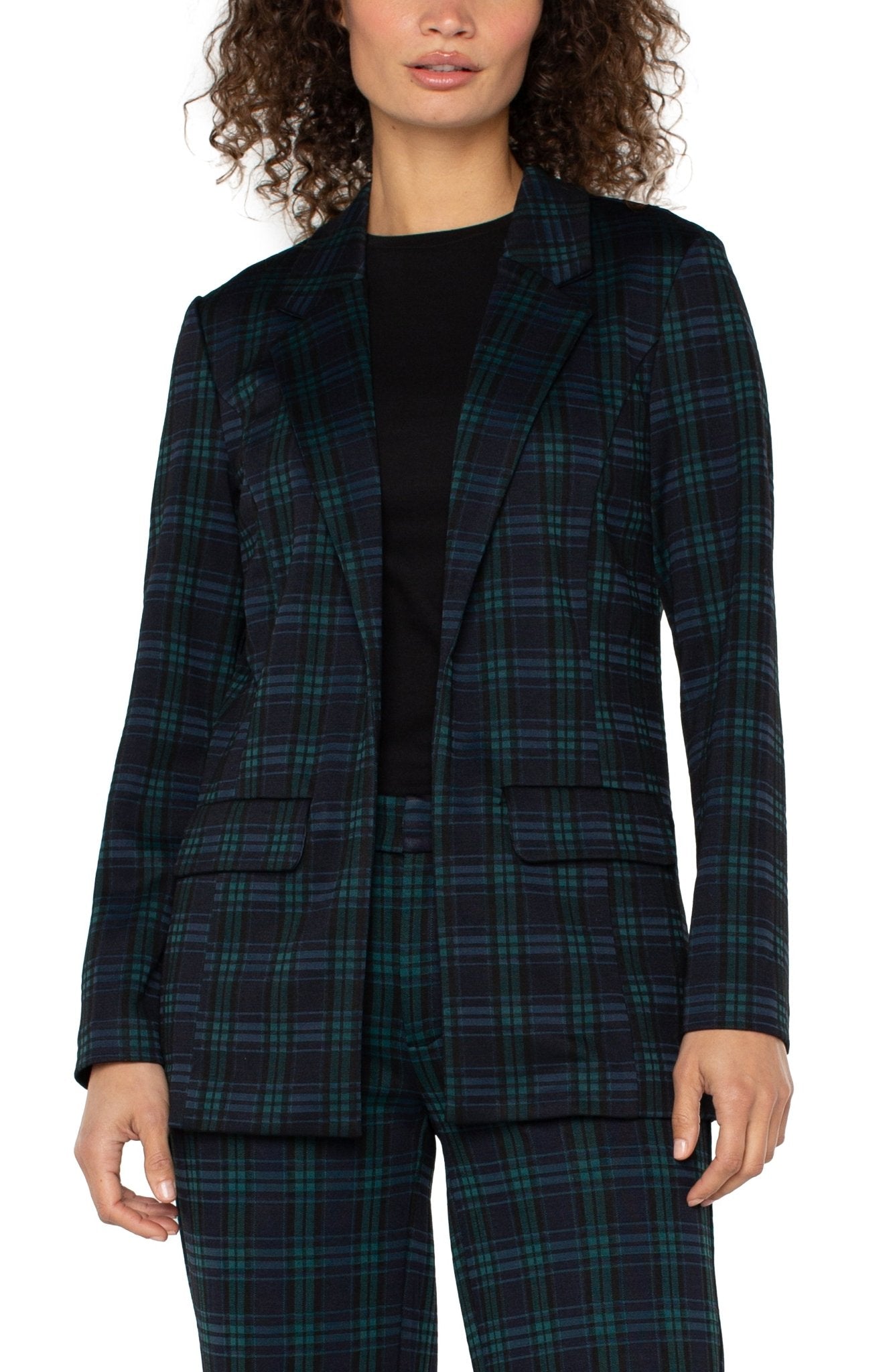 Liverpool Boyfriend Blazer - Black Watch Plaid - Mainstream Boutique