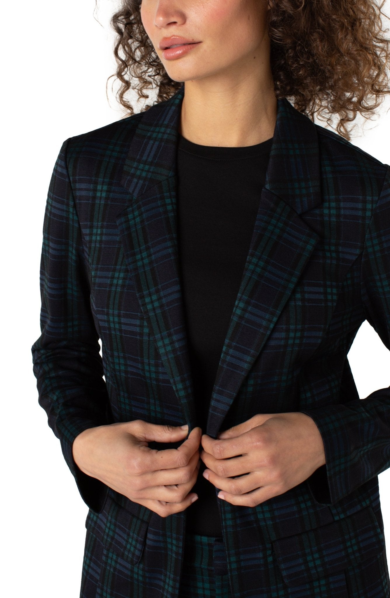 Liverpool Boyfriend Blazer - Black Watch Plaid - Mainstream Boutique