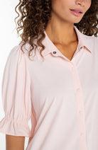 Liverpool Elbow Puff Sleeve Top with button front