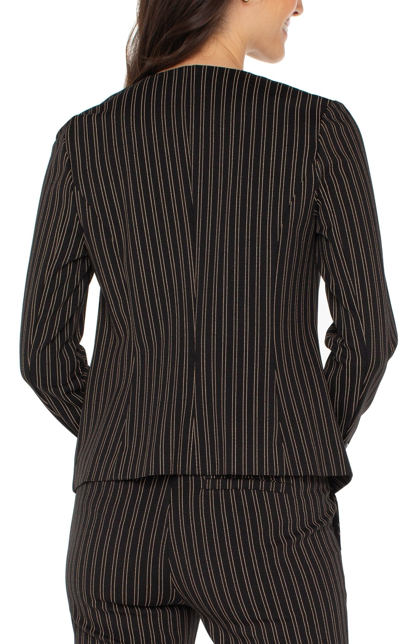 Liverpool Collarless Fitted Blazer - Tucking Stripe - Mainstream Boutique