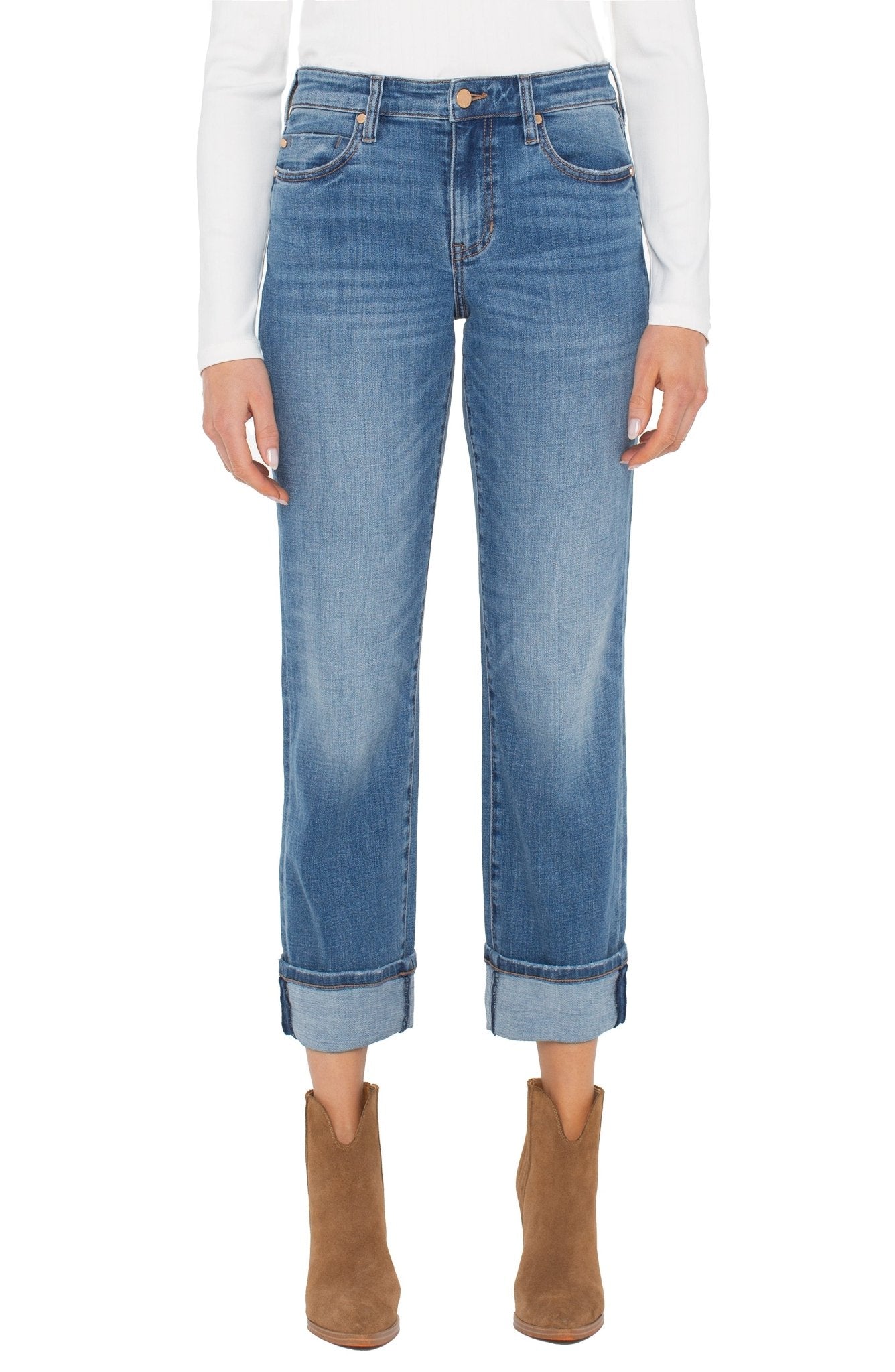 Liverpool Cuffed Marley Boyfriend Jean - 27" Cuff - 30" Uncuffed - Mainstream Boutique