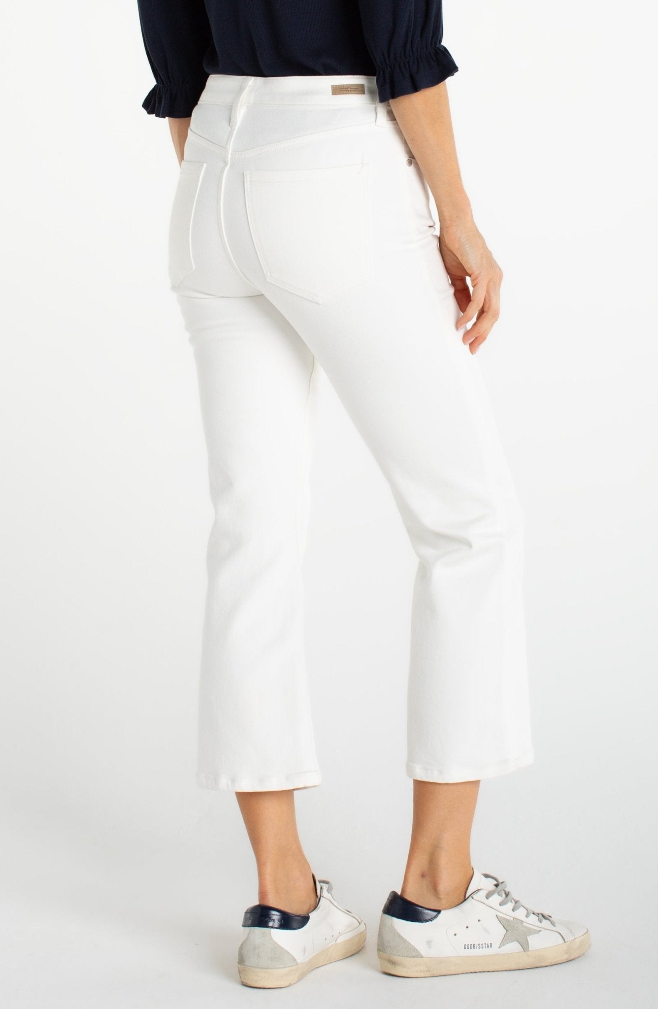 Liverpool Mid Rise Hannah Crop Flare - White 25.5" Ins - Mainstream Boutique
