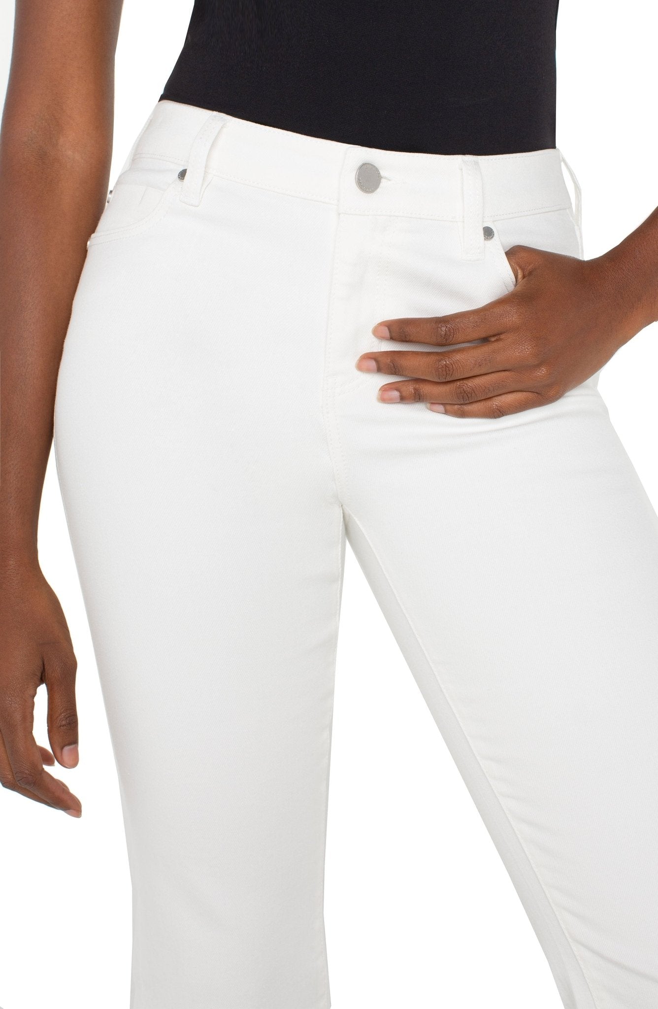 Liverpool Mid Rise Hannah Crop Flare - White 25.5" Ins - Mainstream Boutique