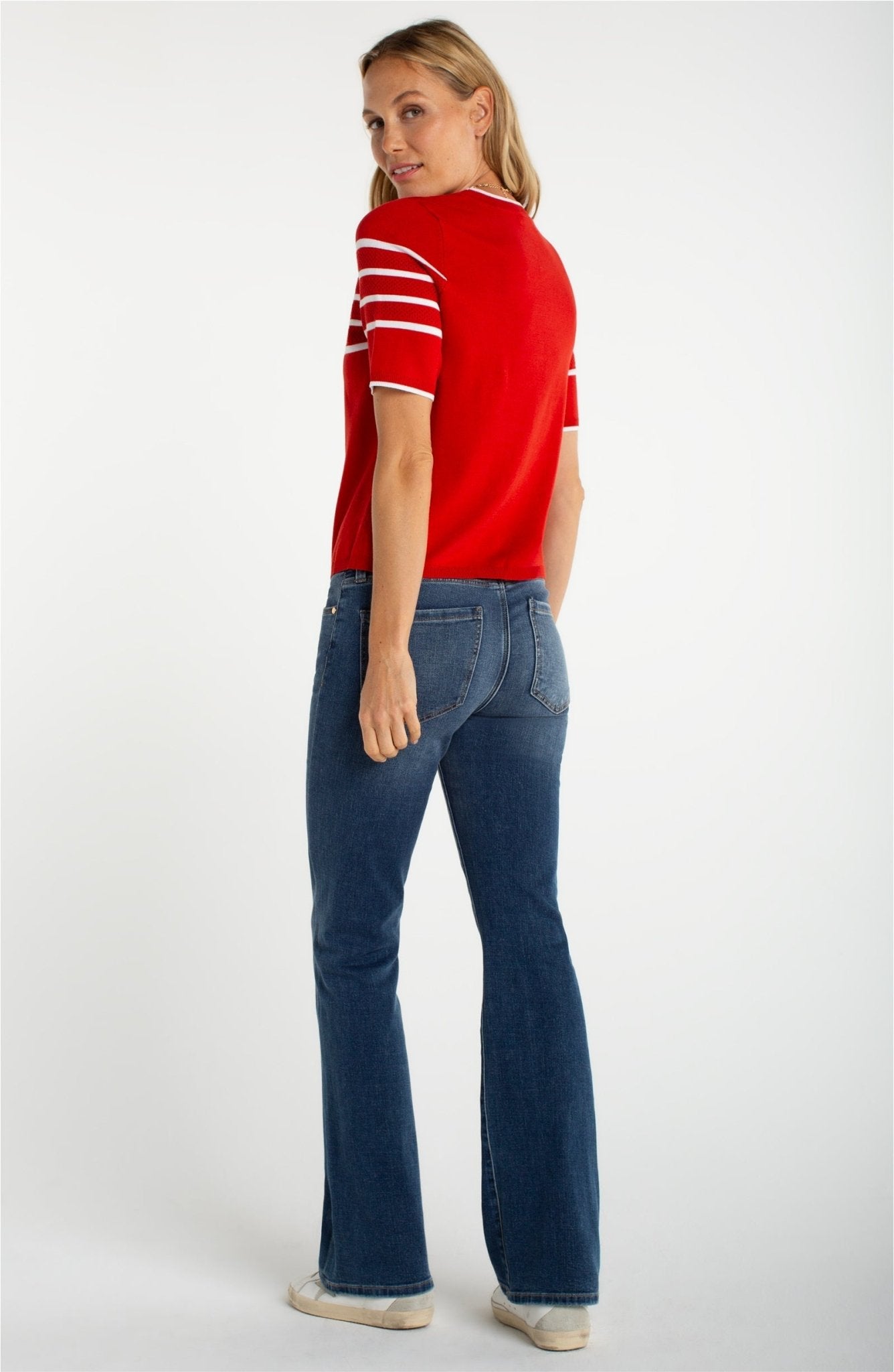 Liverpool Short Sleeve Striped Sweater - Mainstream Boutique
