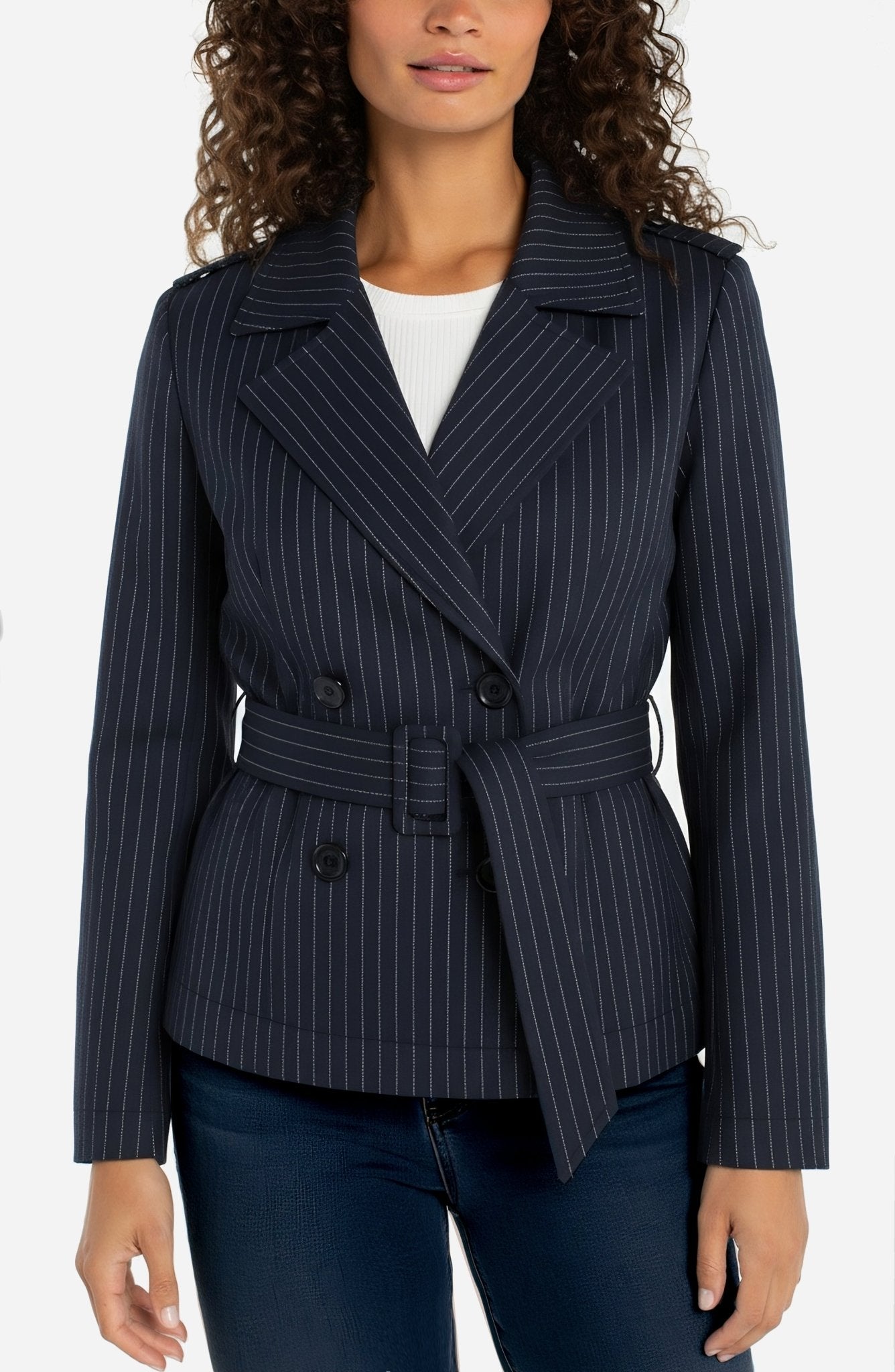Liverpool Cropped Stripe Trench Jacket - Mainstream Boutique