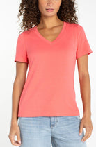 Liverpool Short Sleeve V - Neck Knit Tee - Mainstream Boutique