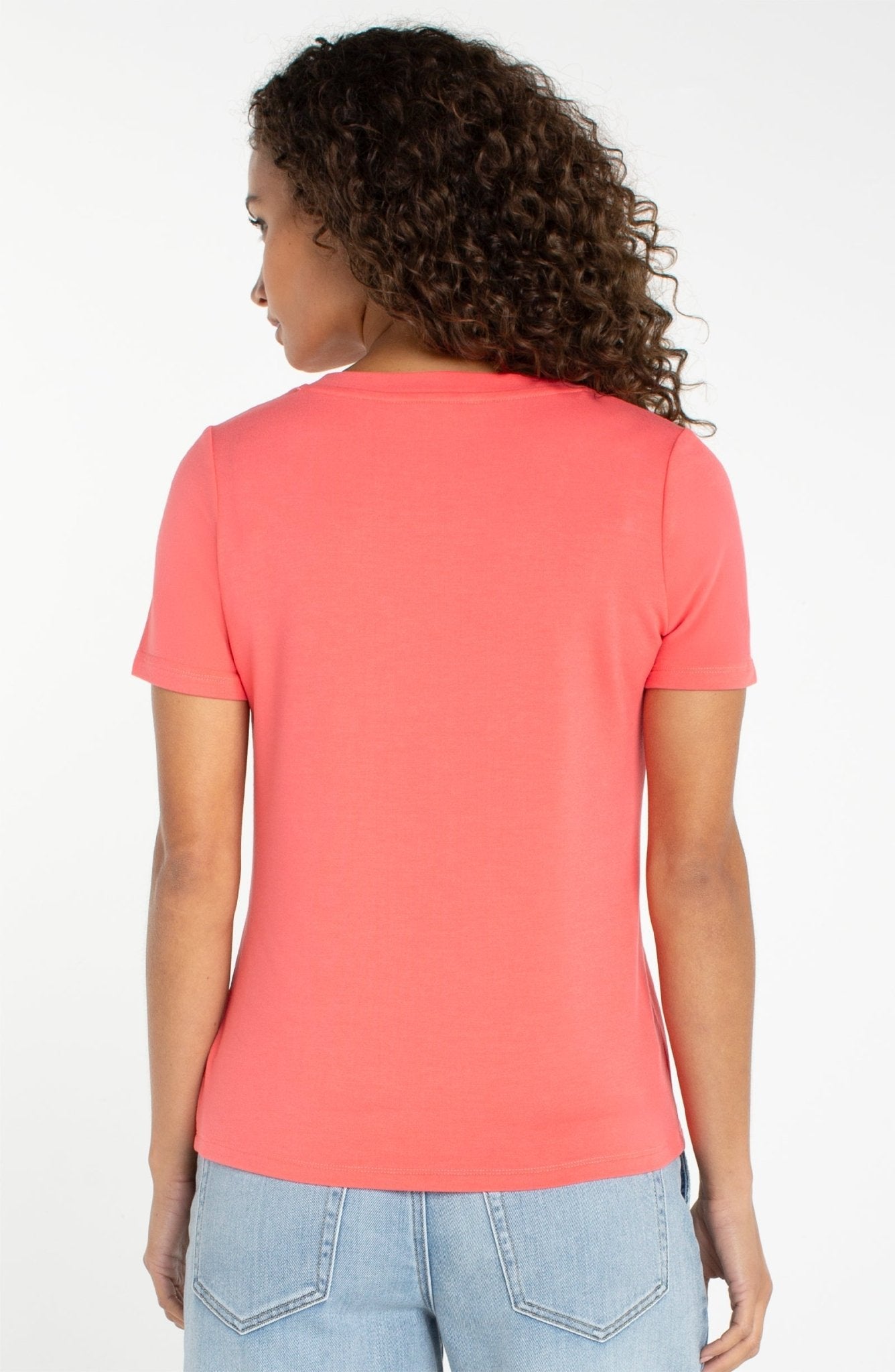 Liverpool Short Sleeve V - Neck Knit Tee - Mainstream Boutique