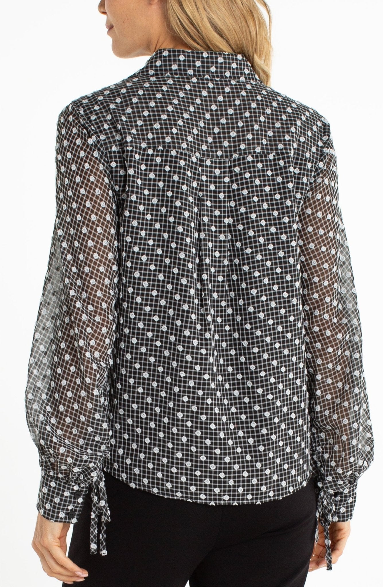 Liverpool Long Sleeve Collared Blouse With Sleeve Tie Detail - Mainstream Boutique