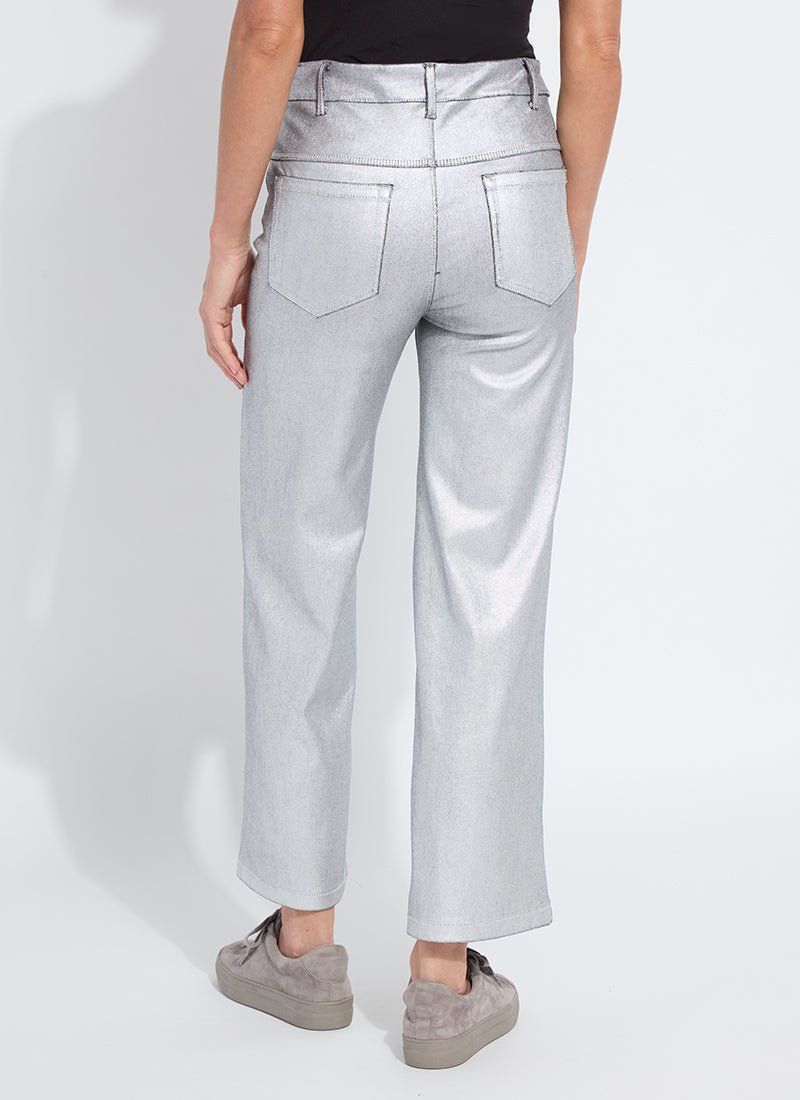 Metallic Coated Wide Leg Denim