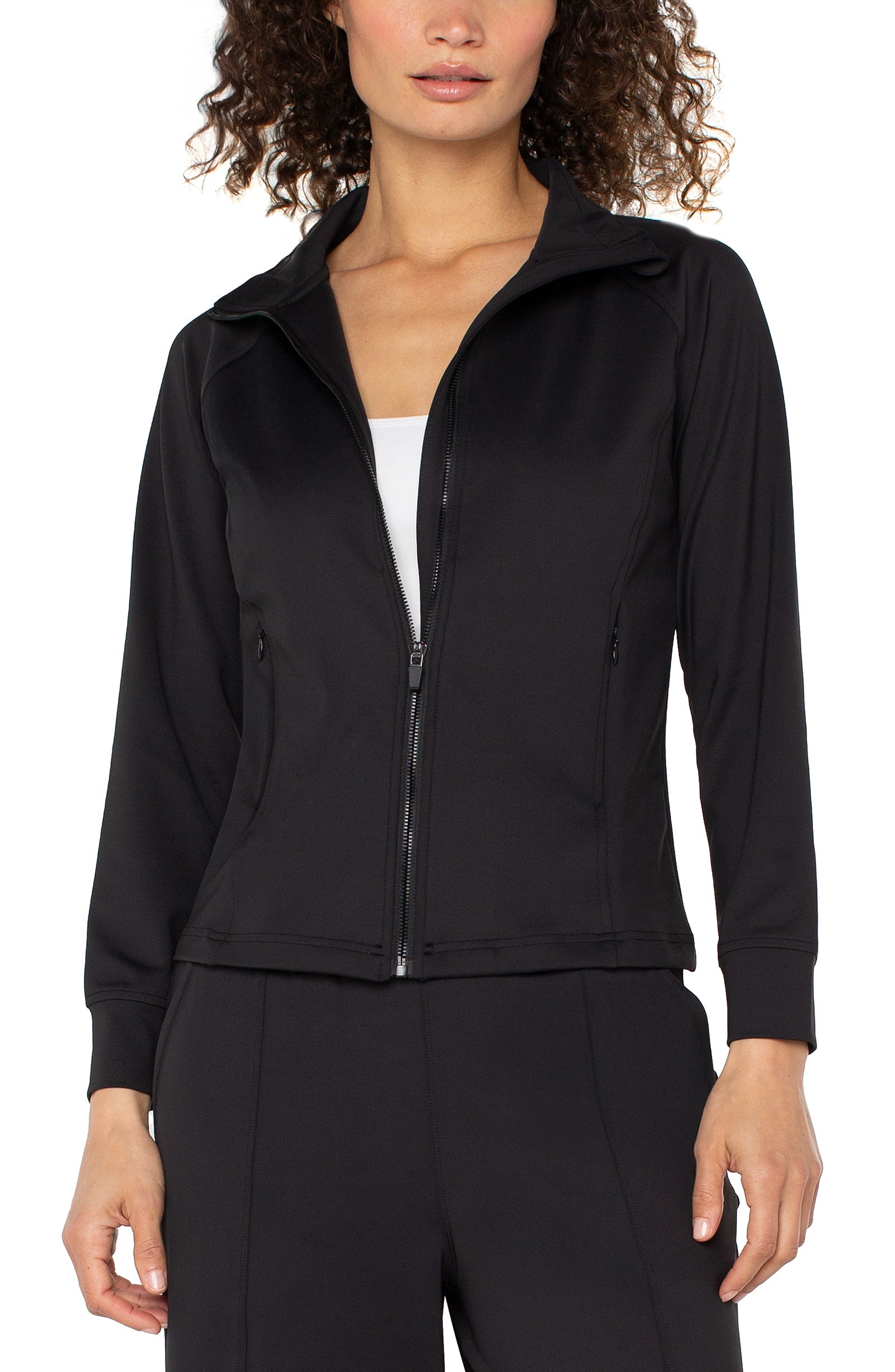 Full Zip Seamed Jacket- black