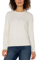 Long Sleeve Crew Neck Raglan Sweater- alabaster