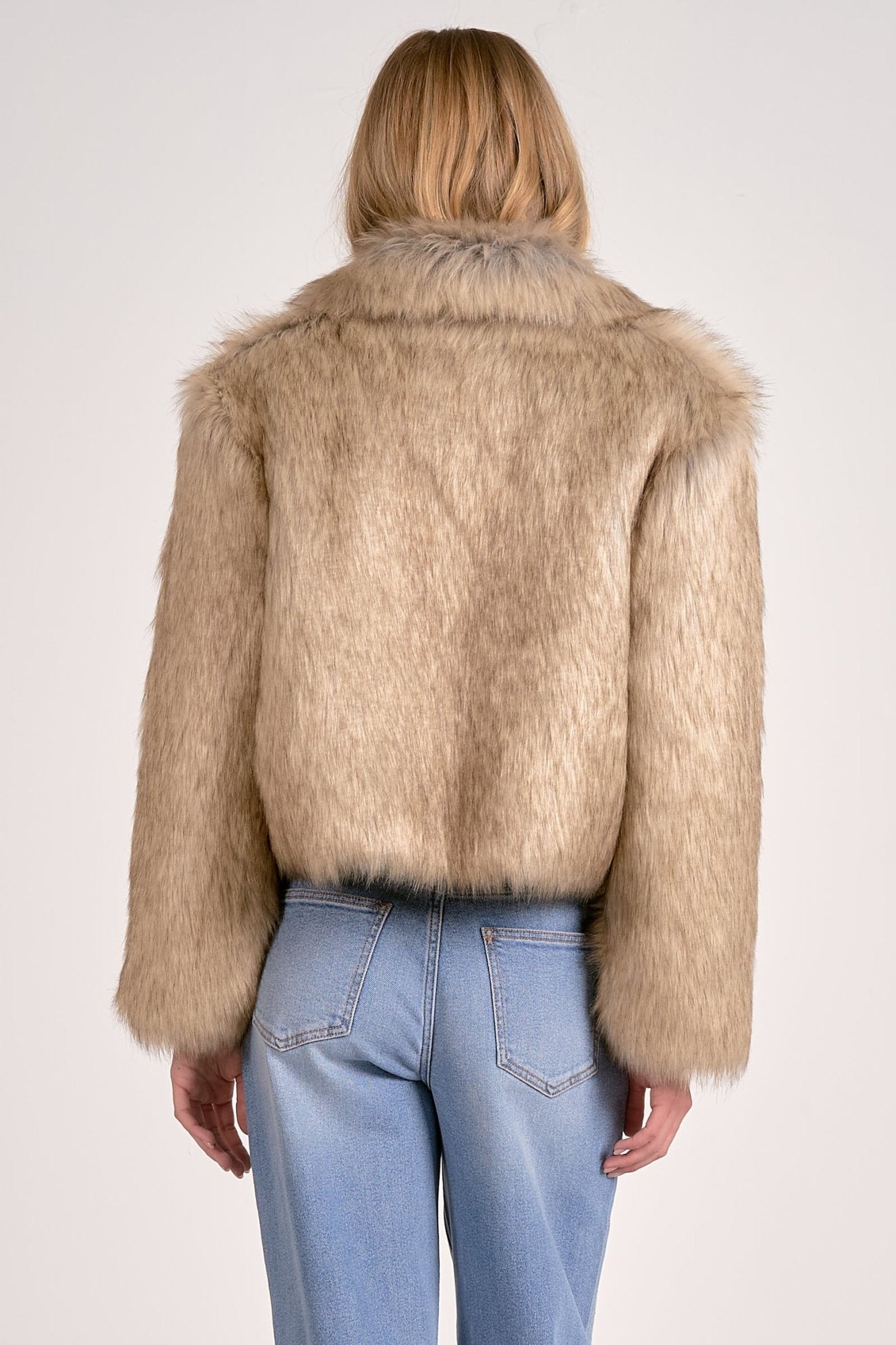 Elan Cropped Fur Jacket - Tan - Mainstream Boutique