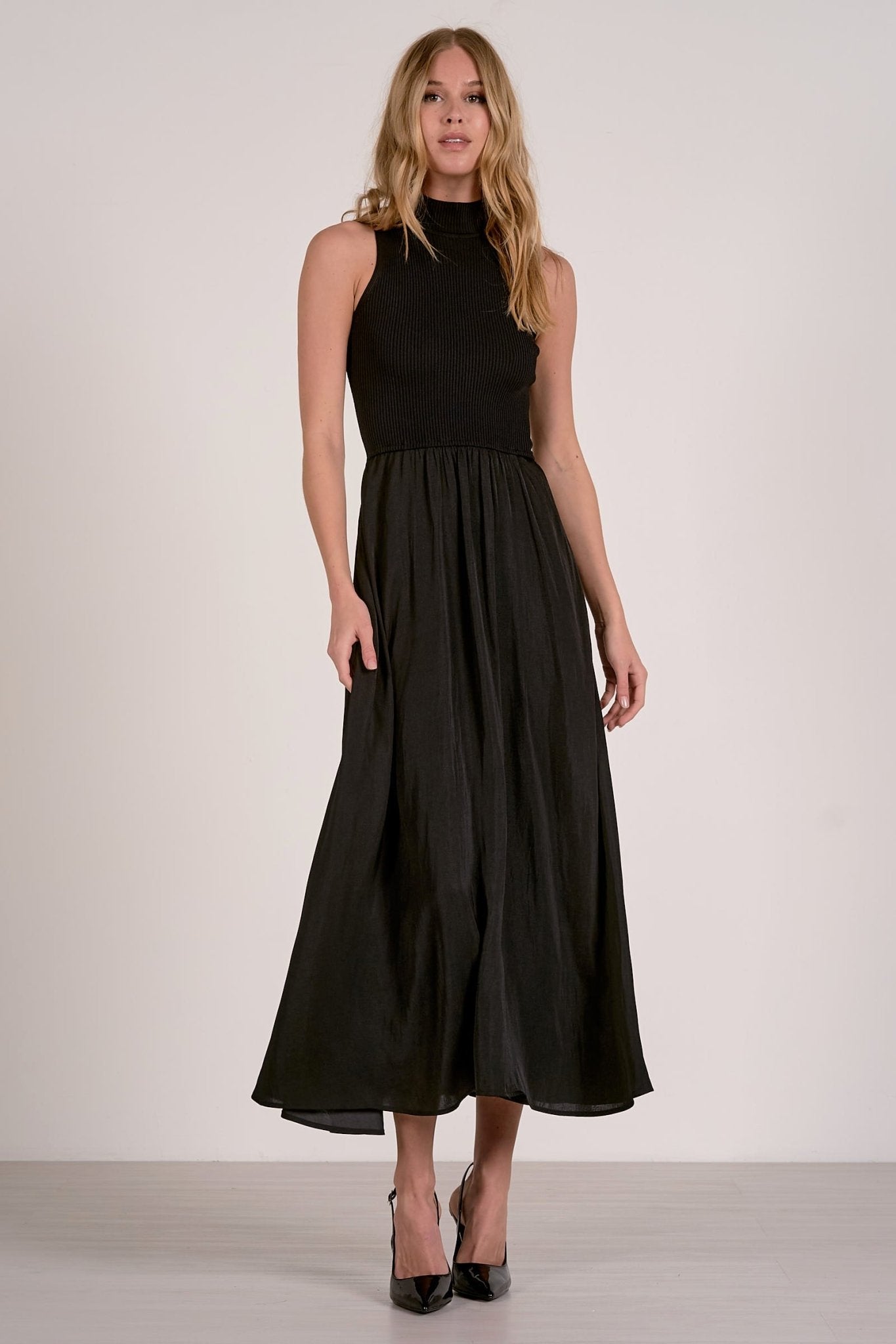 Elan Sleeveless Mock Neck Maxi Dress - Black - Mainstream Boutique