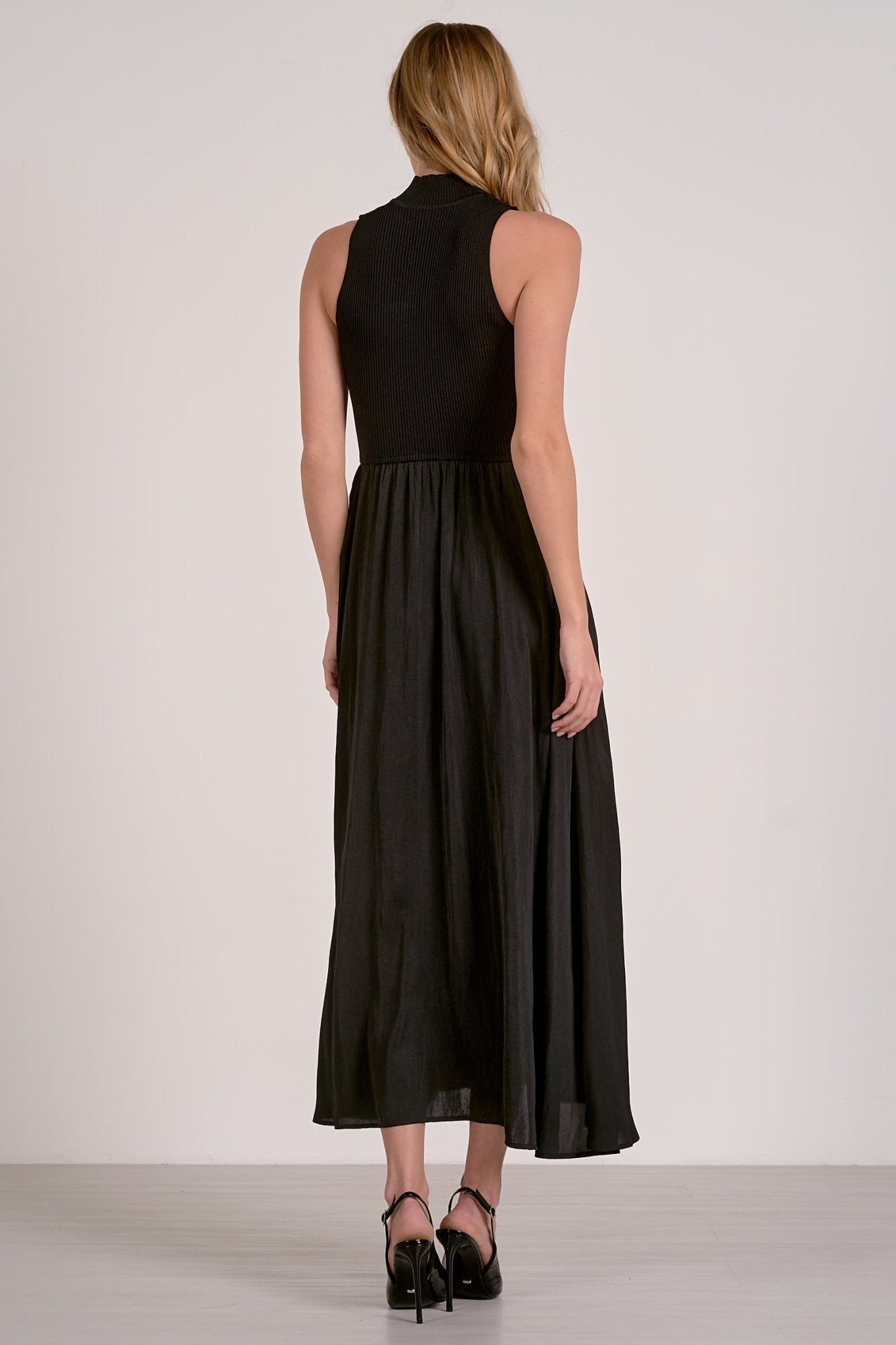 Elan Sleeveless Mock Neck Maxi Dress - Black - Mainstream Boutique