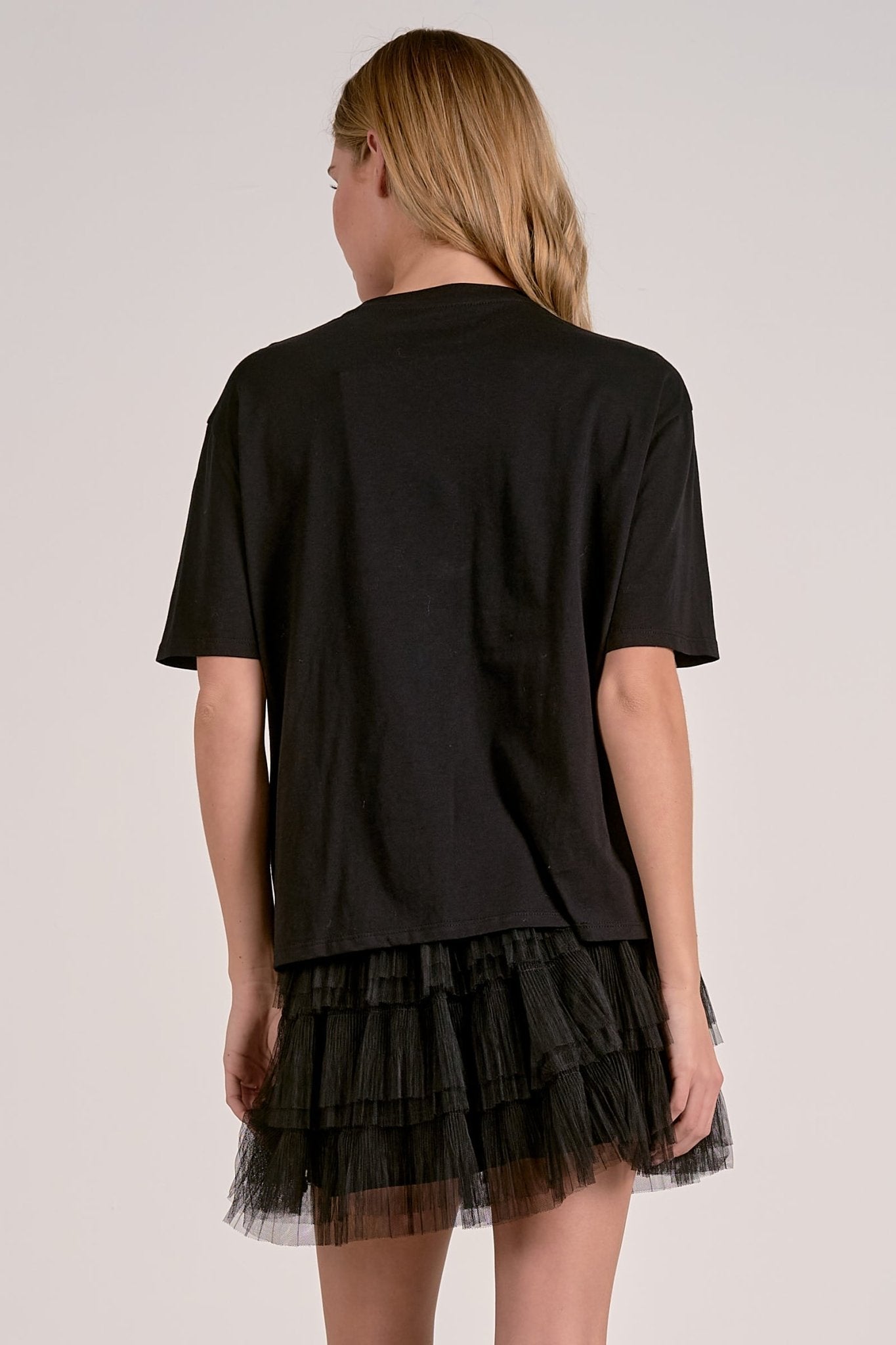 Elan SS Neck Embellishments Top - Mainstream Boutique