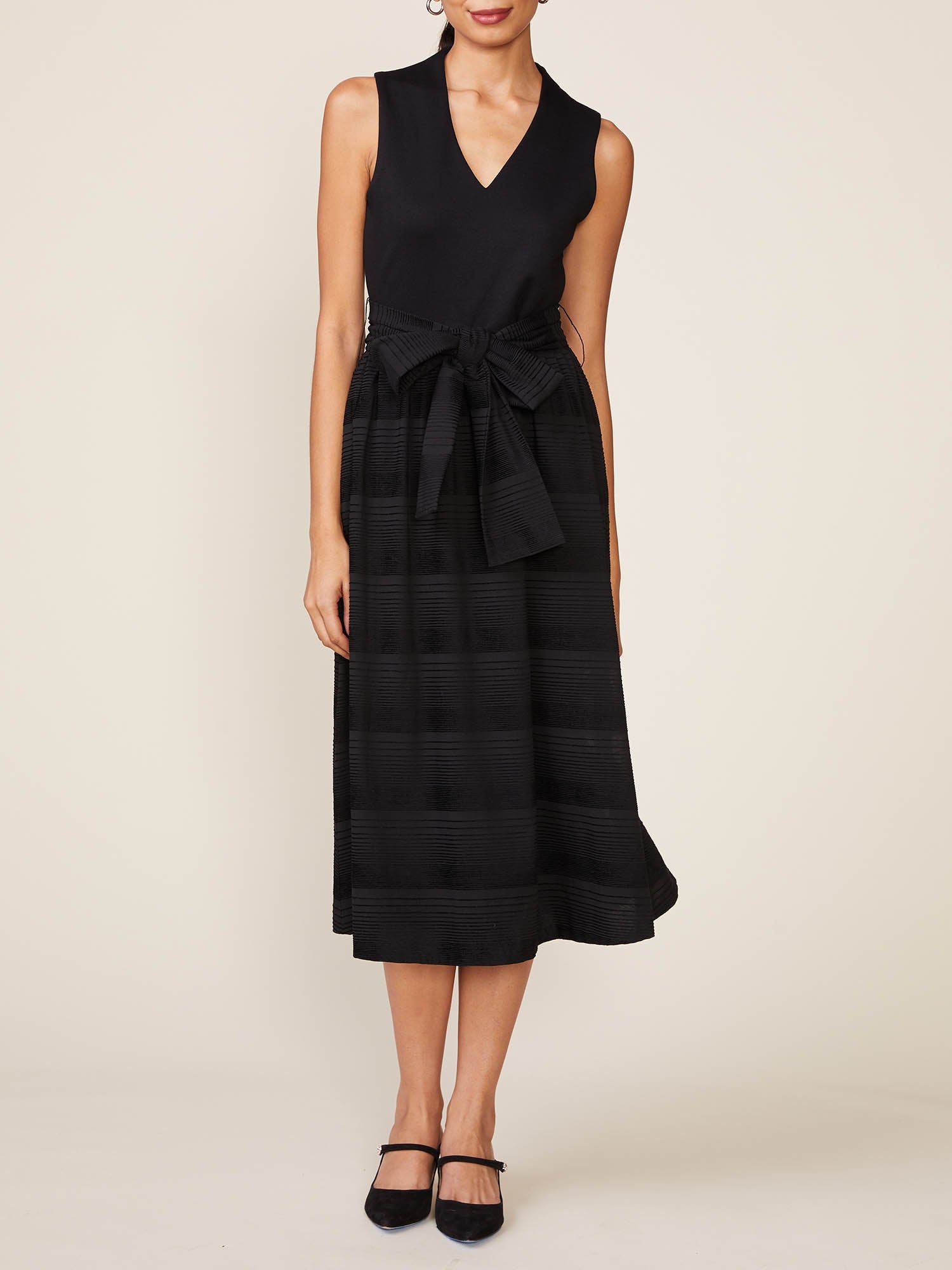 Sleeveless Twofer Dress W/ Sash - Mainstream Boutique