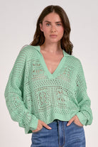 V - Neck W/ Collar Sweater - Mainstream Boutique