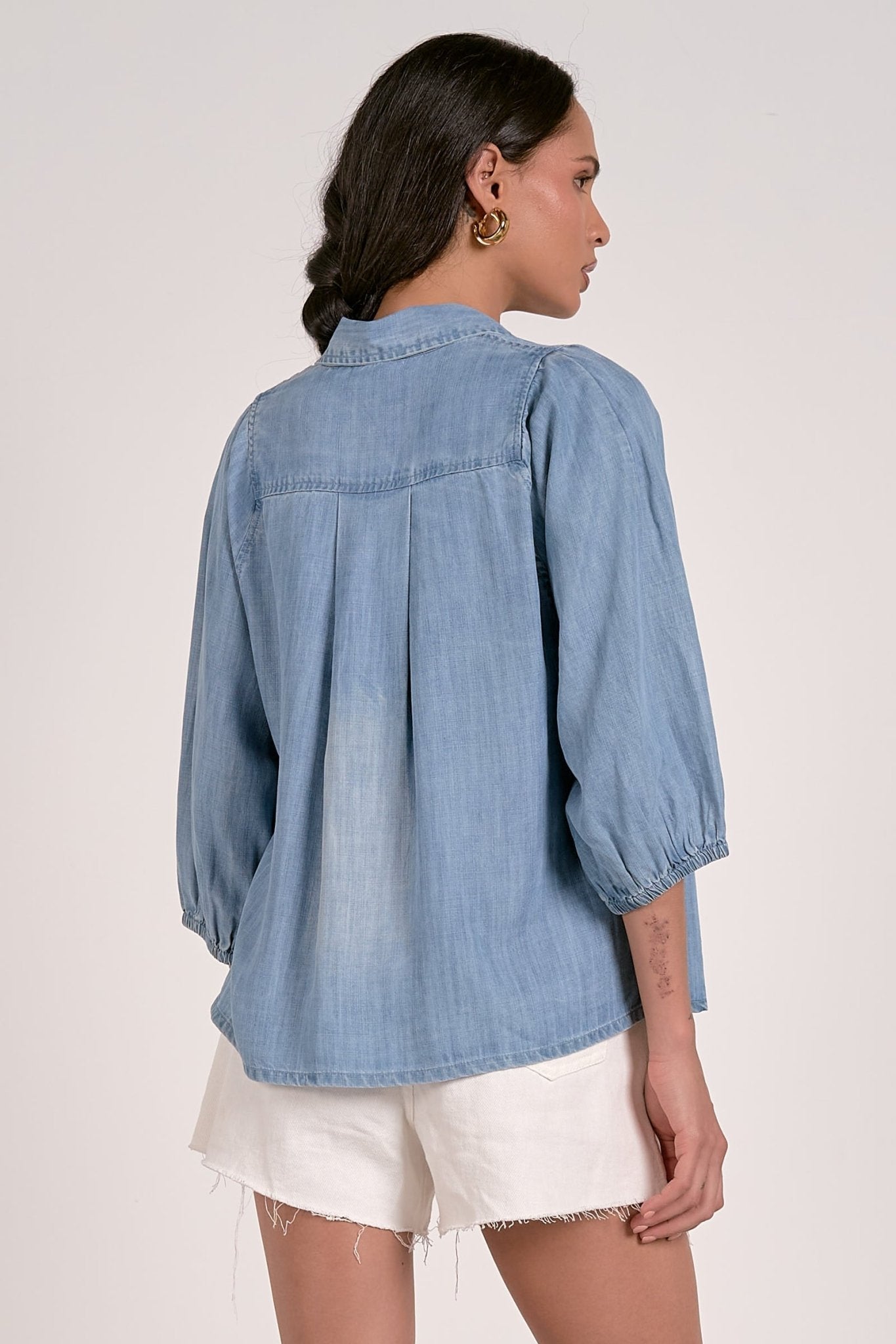 V - Neck Denim Top - Mainstream Boutique
