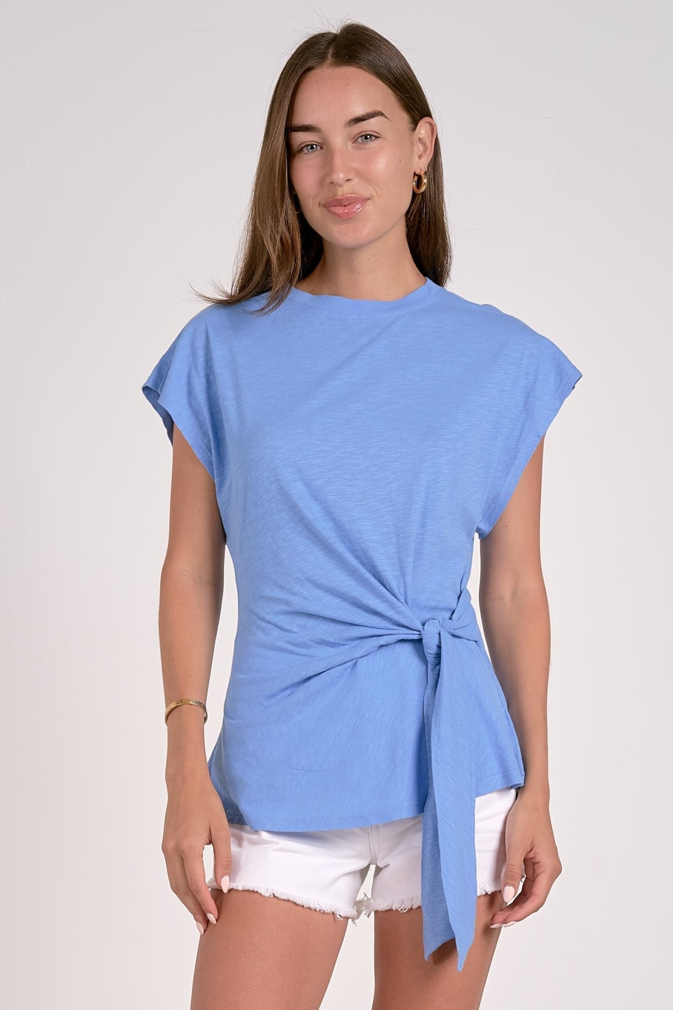 Crew Neck Cap Sleeve Top - Mainstream Boutique