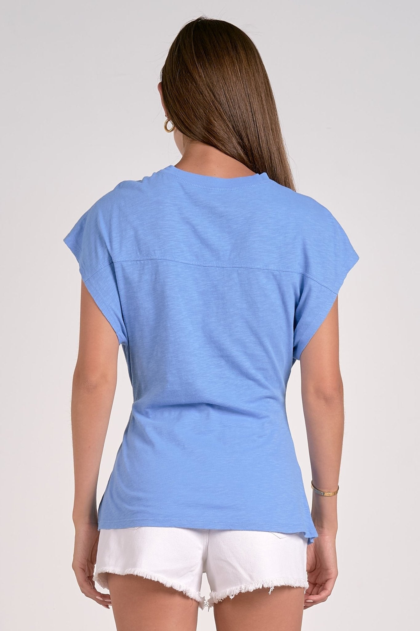 Crew Neck Cap Sleeve Top - Mainstream Boutique