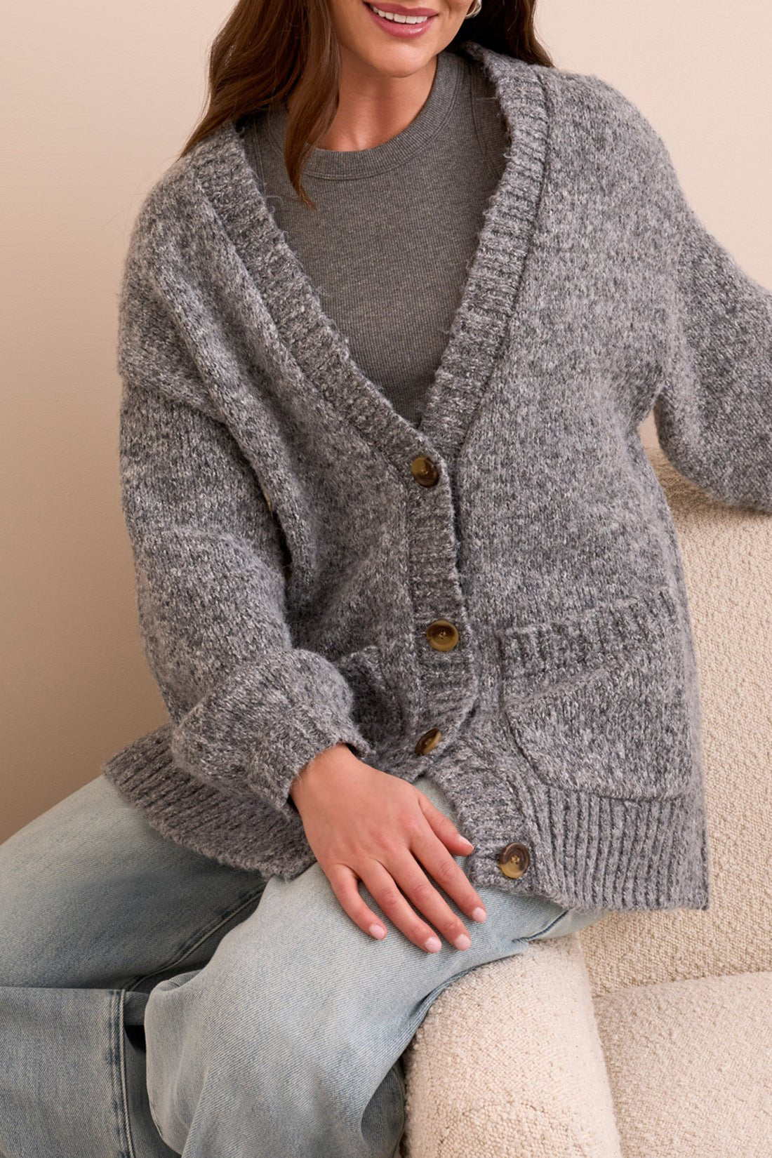 Oversize Puff Sleeve Sweater Cardigan - Mainstream Boutique