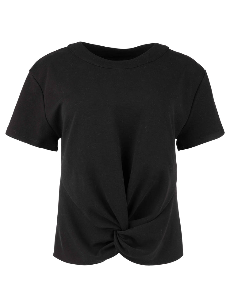 Avi Short Sleeve Crew Neck Top With Twist Hem - Mainstream Boutique