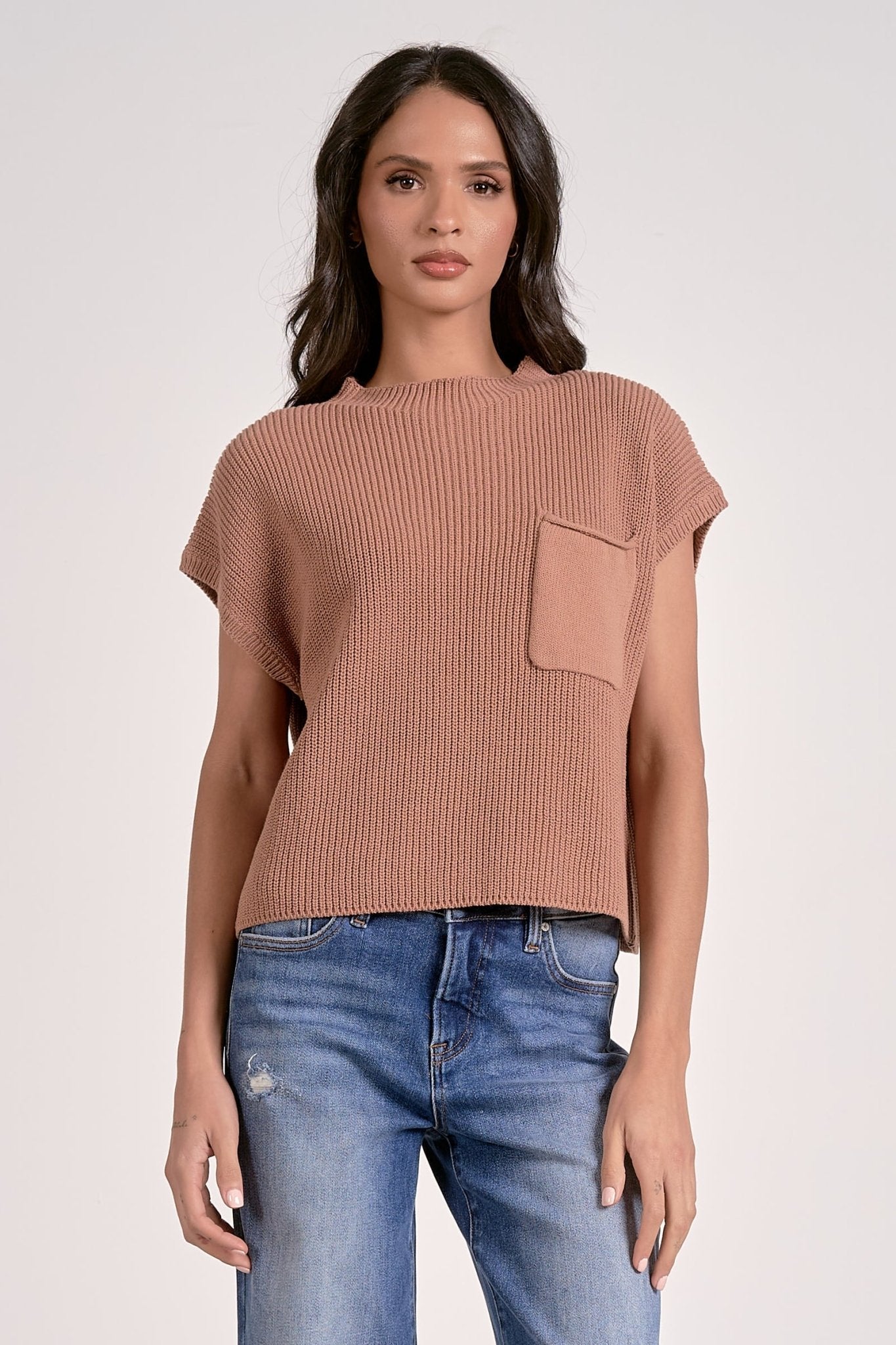 *FINAL SALE* Drop Shoulder Sweater Vest With Front Pocket Detail - Mainstream Boutique