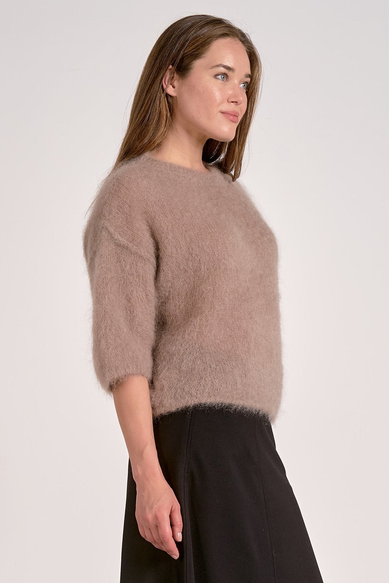 Elbow Sleeve Brushed Knit Sweater - Mainstream Boutique