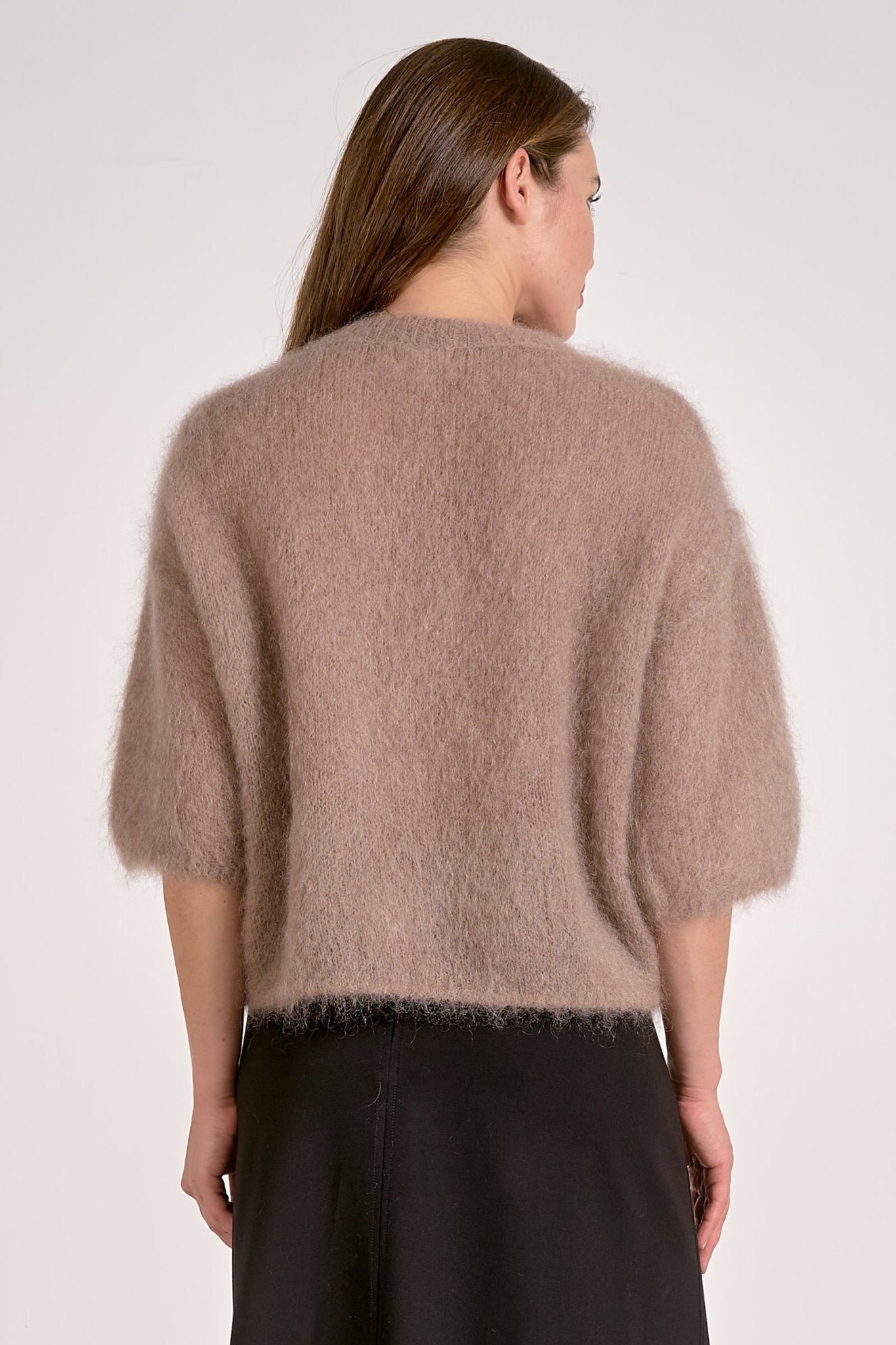 Elbow Sleeve Brushed Knit Sweater - Mainstream Boutique