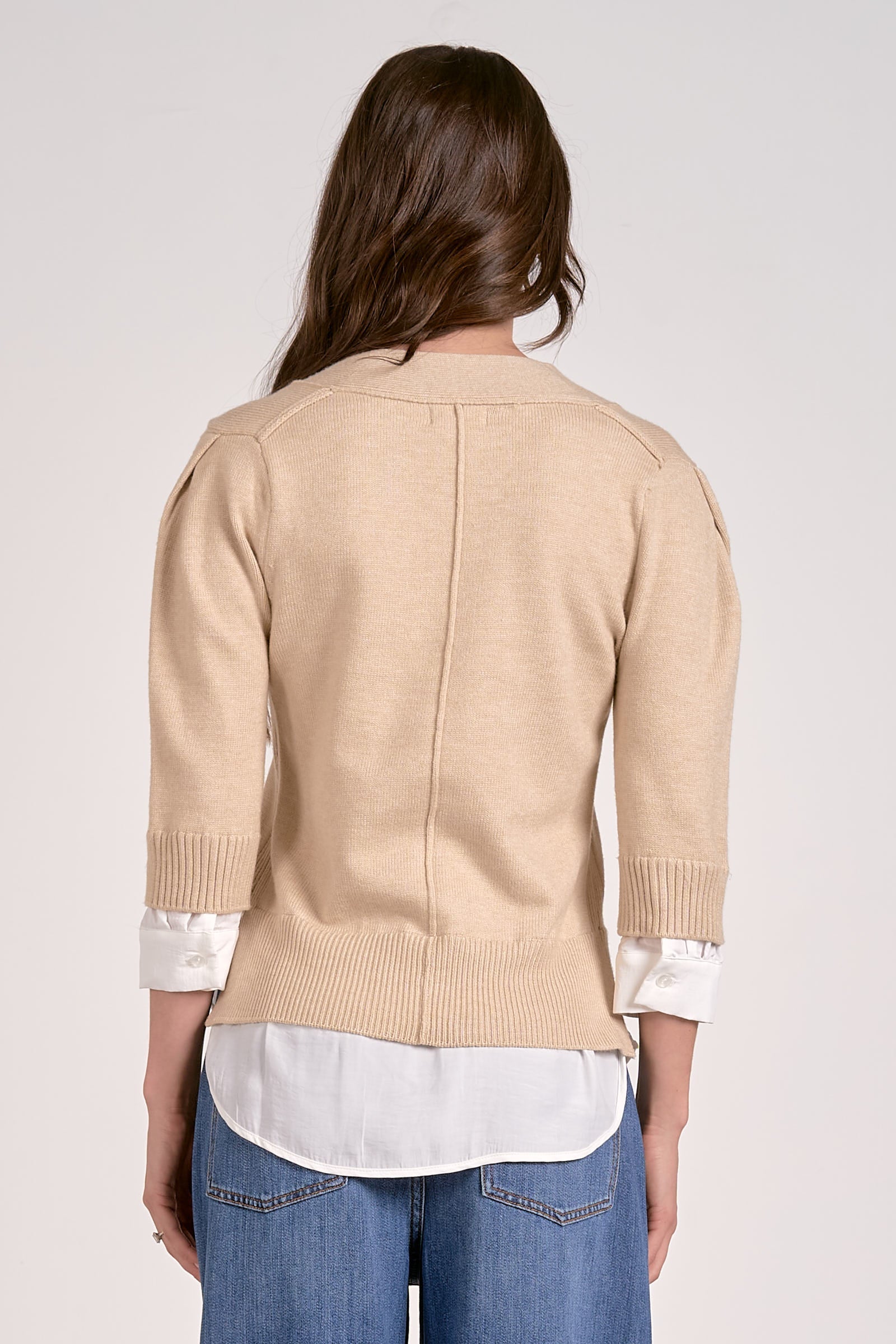 3/4 Sleeve Vneck Sweater Combo