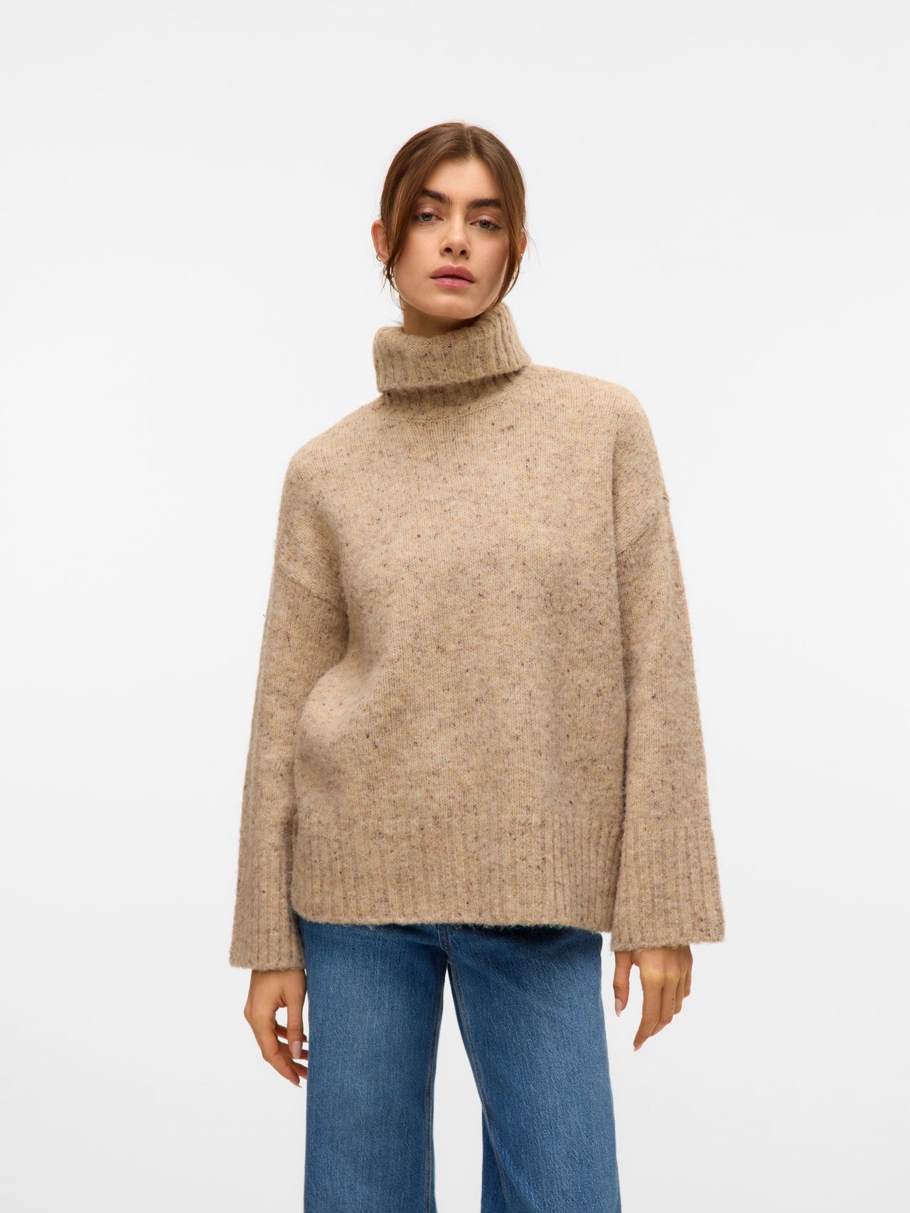 Vero Moda Ingrid LS Roll Neck Pullover - Silver Mink - Mainstream Boutique
