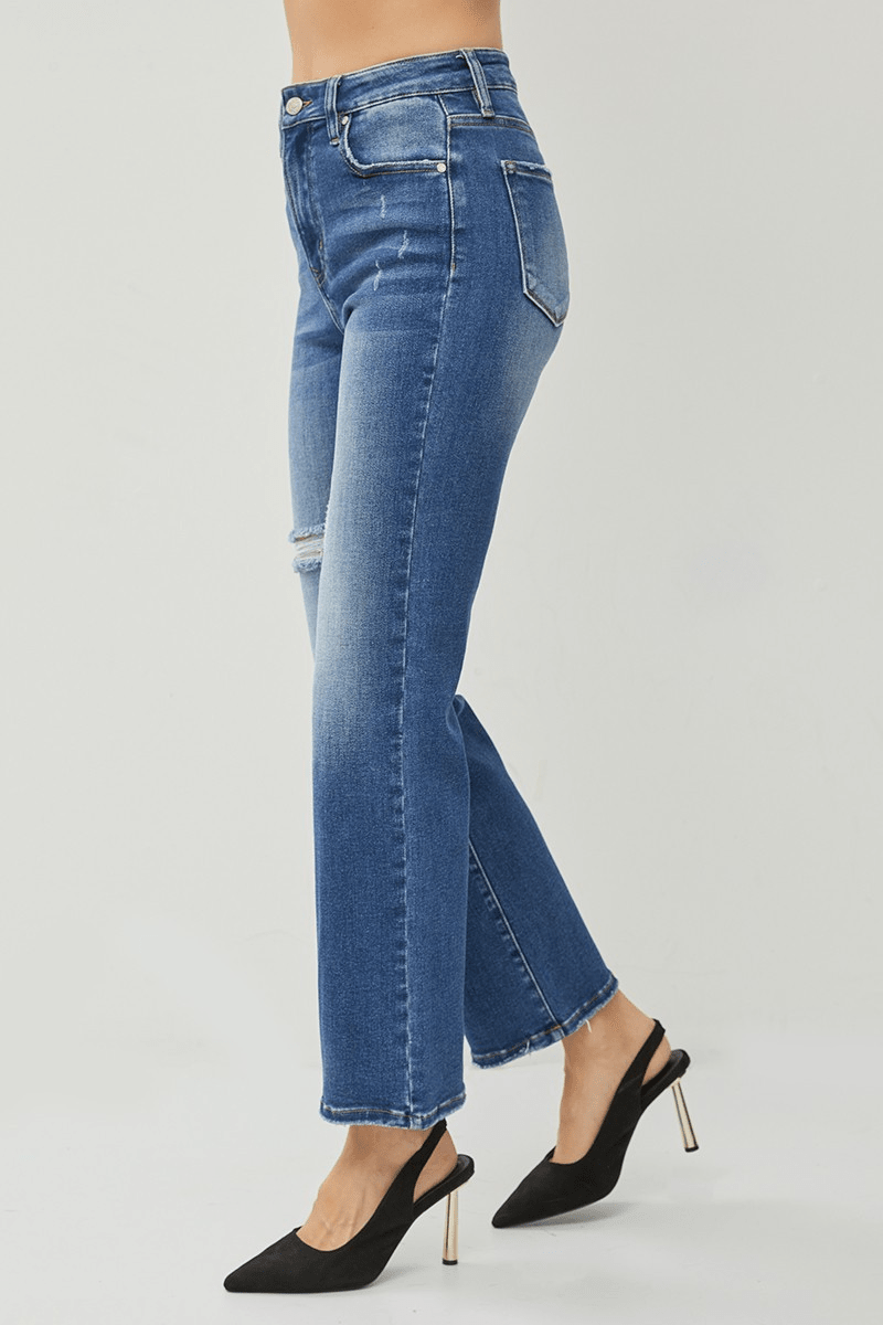 High Rise Straight Ankle Jeans - Mainstream Boutique