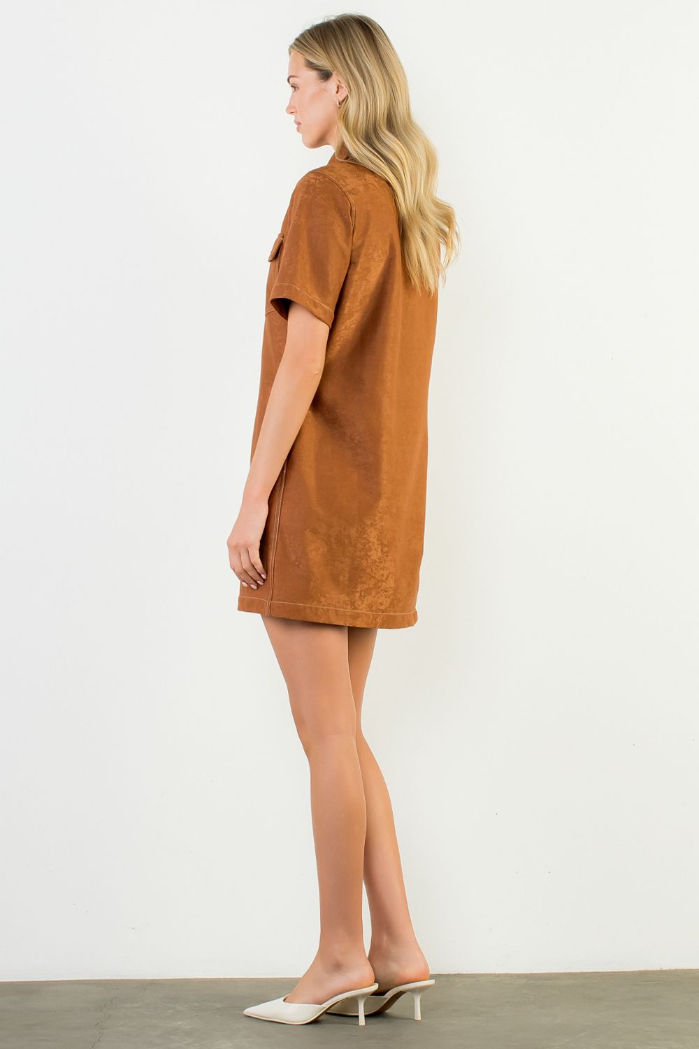 THML SS Suede Dress - Brown - Mainstream Boutique
