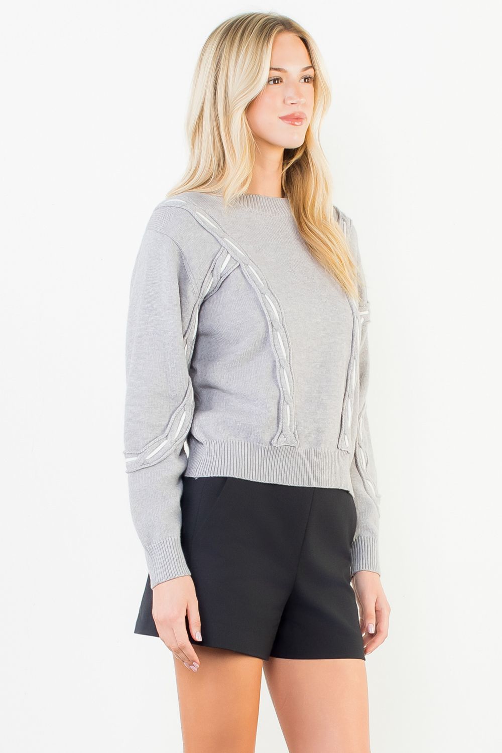 THML Pattern Knit Sweater - H. Grey - Mainstream Boutique