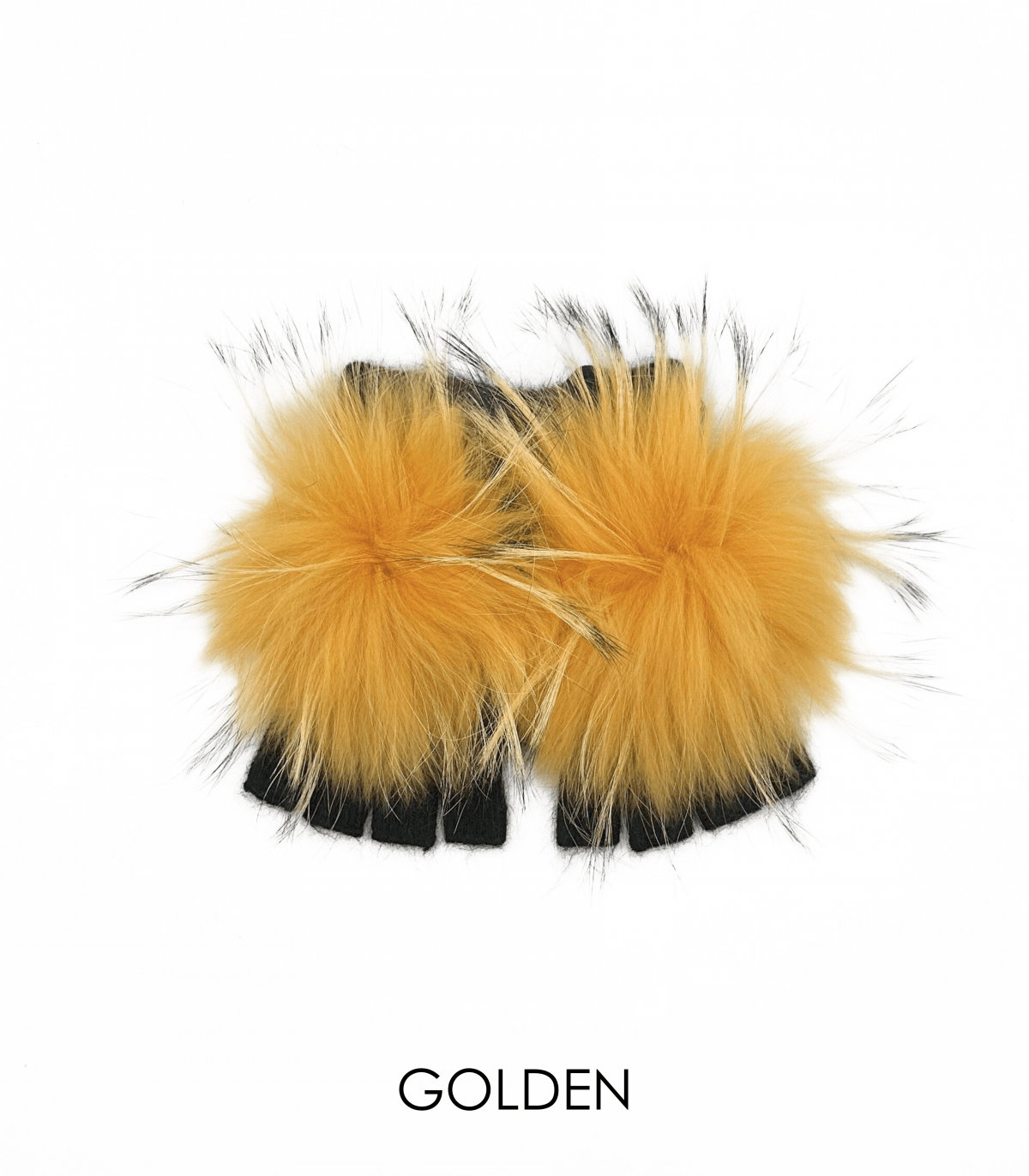 Angora Pom Handwarmer - Black/Golden - Mainstream Boutique