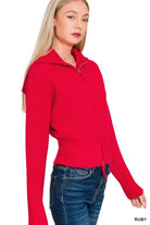Collared Zip Up Sweater - Mainstream Boutique