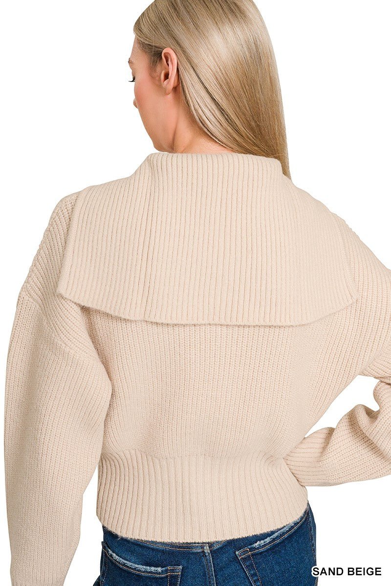 Collared Zip Up Sweater - Mainstream Boutique