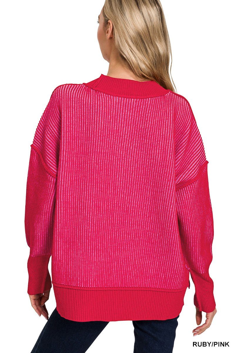 Exposed Seam Two Tone Sweater - Mainstream Boutique