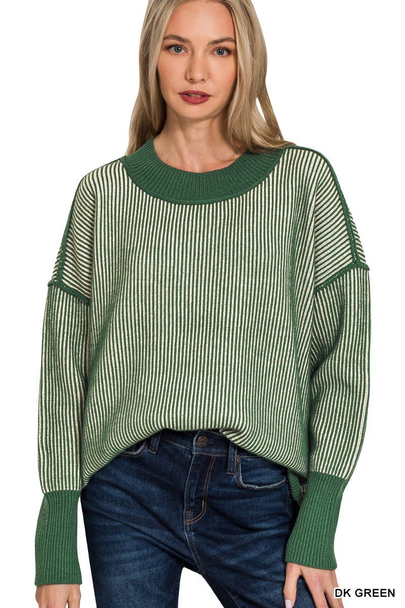 Exposed Seam Two Tone Sweater - Mainstream Boutique