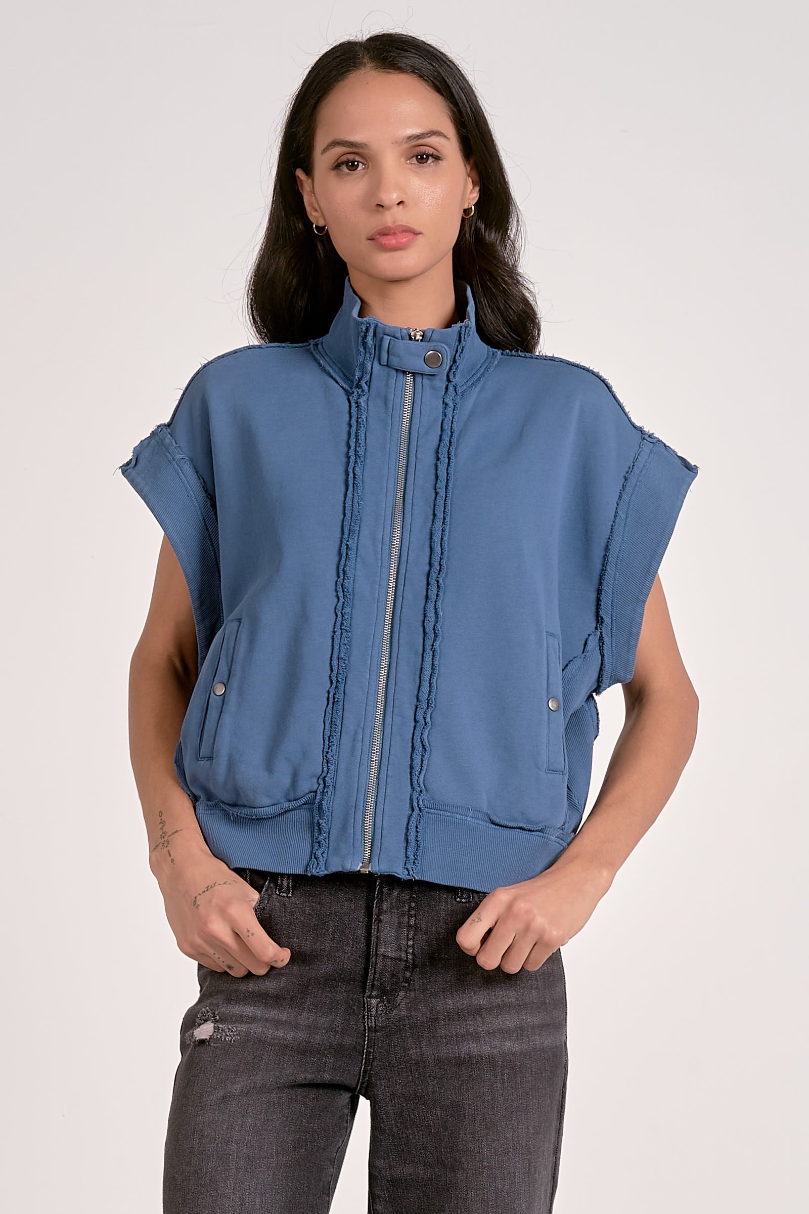 zipper collared vest